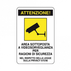 CARTELLO ATTENZIONE VIDEOSORVEGLIANZA ALLUMINIO