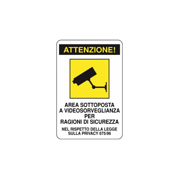 CARTELLO ATTENZIONE VIDEOSORVEGLIANZA ALLUMINIO