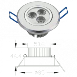 LAMPADA LED DA INCASSO ﾝ 85 mm - 3W