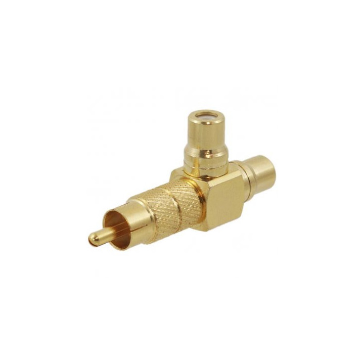 ADATTATORE RCA-M a 2 x RCA-F DORATO