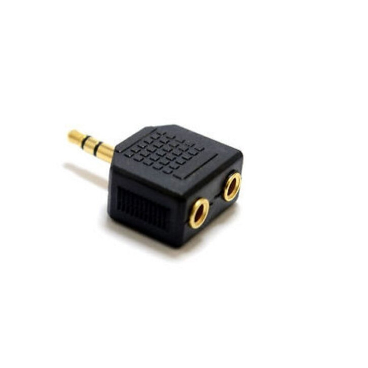 ADATTATORE JACK 3,5-S-M a 2x JACK 3,5-S-F DORATO