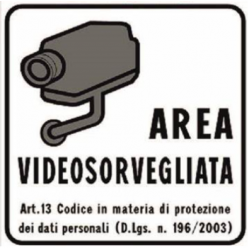 CARTELLO AREA VIDEOSORVEGLIATA 160X160 ADESIVO