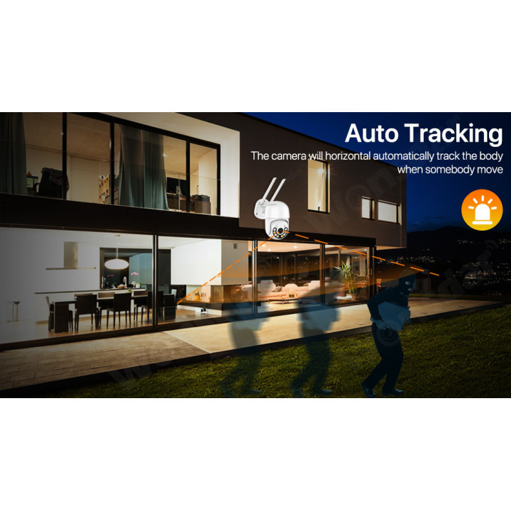 WIFI IP Camera esterna 5MP - Wireless H.265 PTZ - Auto Tracking - APP iCSee