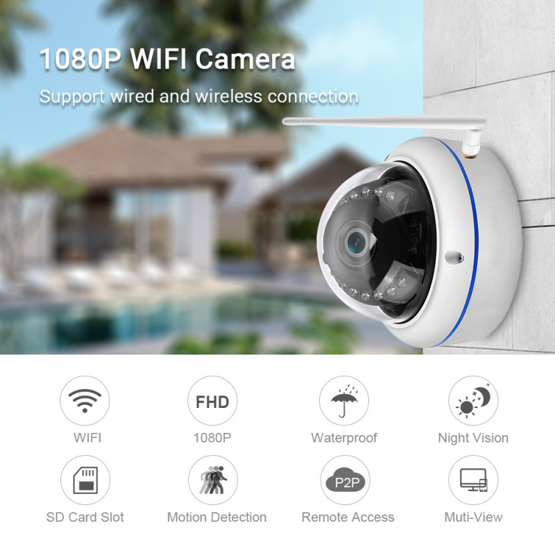 Telecamera Dome esterna 1080p - Wireless H.264 - Auto Tracking - APP iCSee