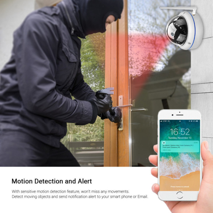 Telecamera Dome esterna 1080p - Wireless H.264 - Auto Tracking - APP iCSee