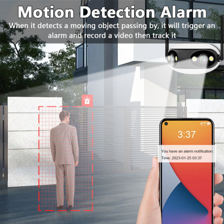 Telecamera 180° esterna 6MP - Wireless H.265 - Auto Tracking - APP iCSee