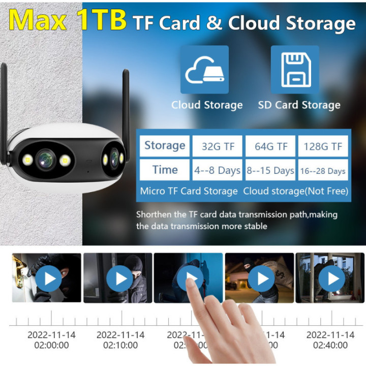 Telecamera 180° esterna 6MP - Wireless H.265 - Auto Tracking - APP iCSee