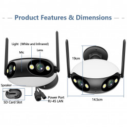 Telecamera 180° esterna 6MP - Wireless H.265 - Auto Tracking - APP iCSee