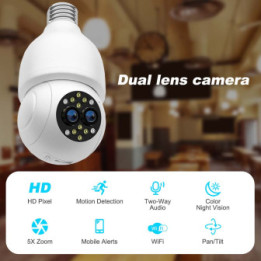 IPcamera da porta lampada E27 interna 2MP - Wireless H.265 - Auto Tracking - APP iCSee