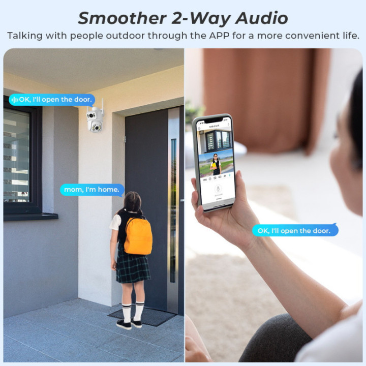 IPcamera 2in1 PTZ esterna 8MP - Wireless H.265 - Auto Tracking - APP iCSee
