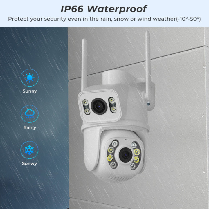 IPcamera 2in1 PTZ esterna 8MP - Wireless H.265 - Auto Tracking - APP iCSee