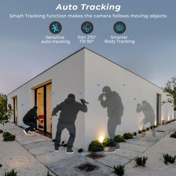 IPcamera 2in1 PTZ esterna 8MP - Wireless H.265 - Auto Tracking - APP iCSee