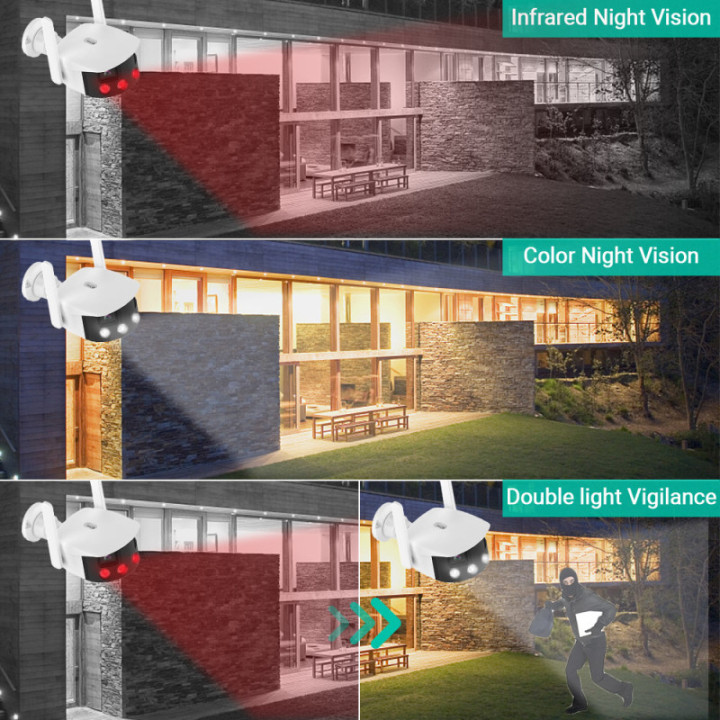 Telecamera 360° esterna 2MP - Wireless H.265 - Auto Tracking - APP iCSee
