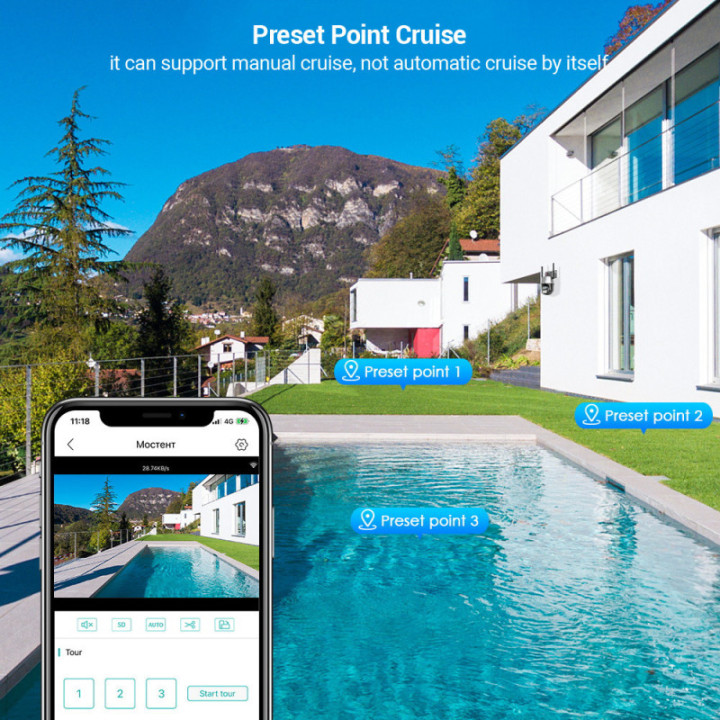 Telecamera 360° esterna 2MP - Wireless H.265 - Auto Tracking - APP iCSee