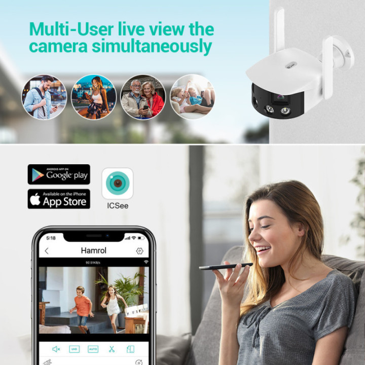 Telecamera 360° esterna 2MP - Wireless H.265 - Auto Tracking - APP iCSee
