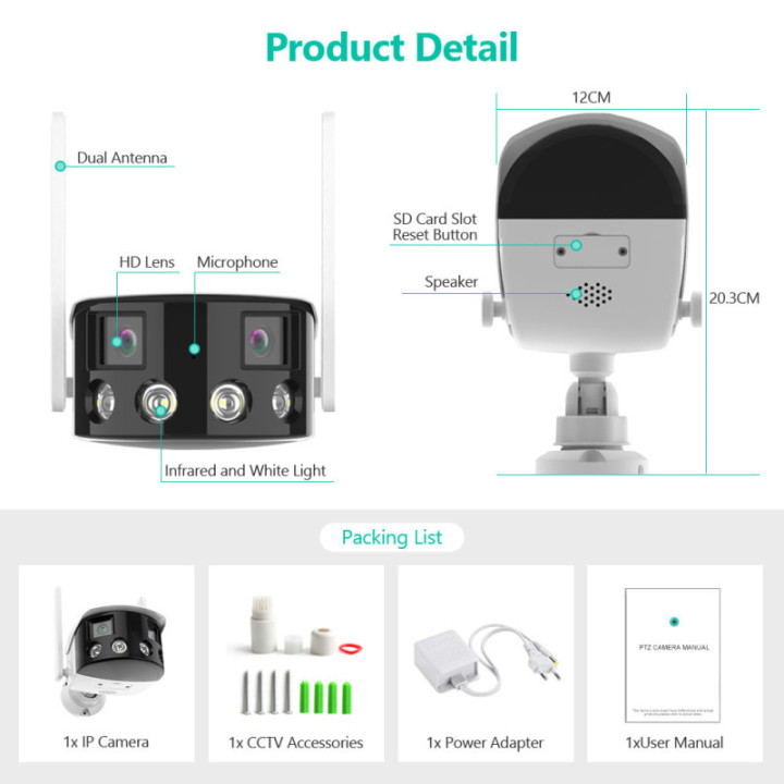 Telecamera 360° esterna 2MP - Wireless H.265 - Auto Tracking - APP iCSee