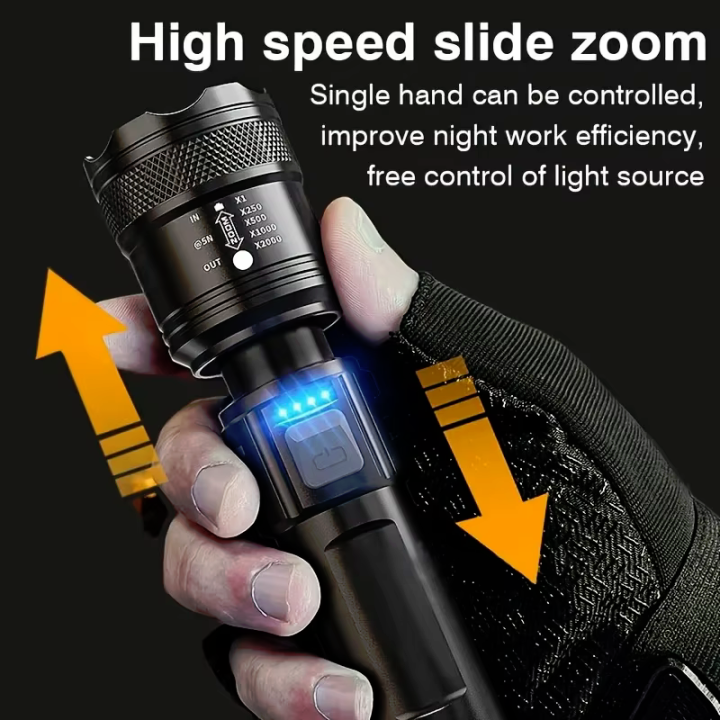 Torcia LED  con zoom ricaricabile