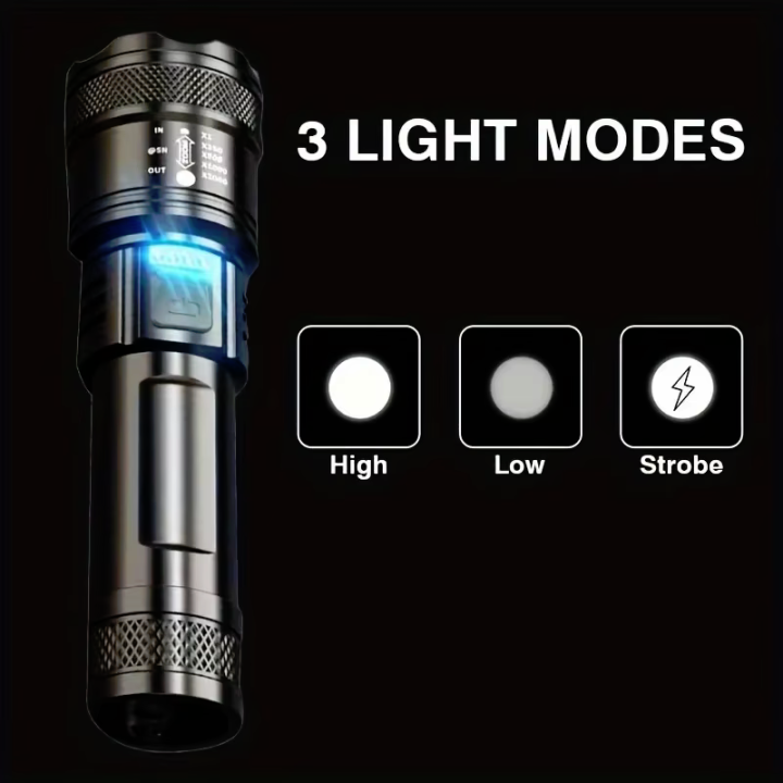 Torcia LED  con zoom ricaricabile