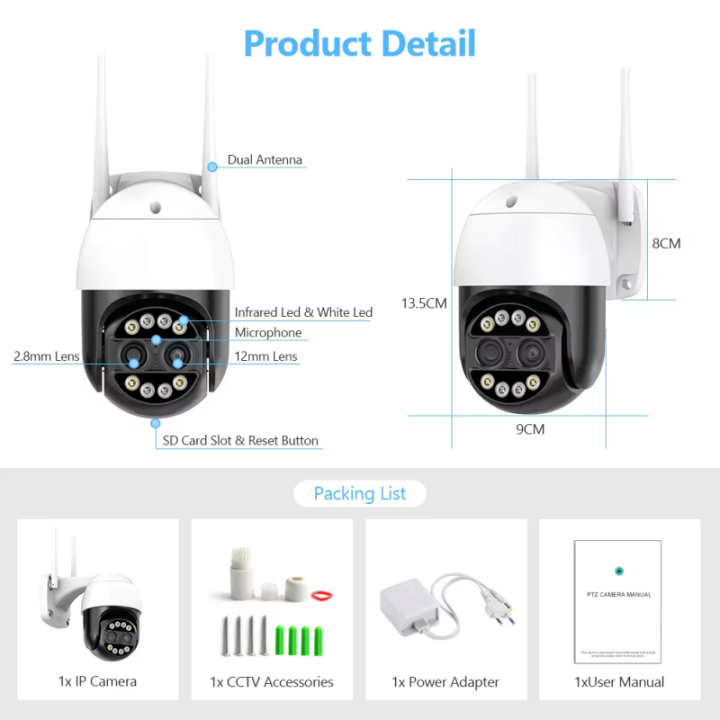 WIFI IP Camera 8MP - DOPPIA LENTE - Auto Tracking - APP iCSee