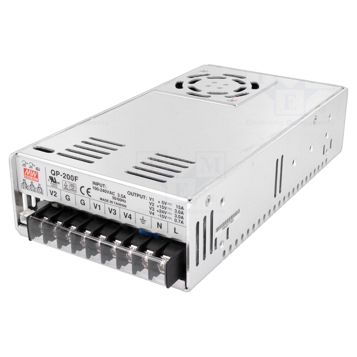 QP-200-F Mean Well - Alimentatore: impulsi da incasso,mod...
